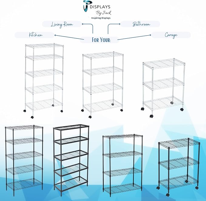 Displays By Jack 5 Tier Heavy Duty Wire Shelving Unit Storage Rack - Image 7