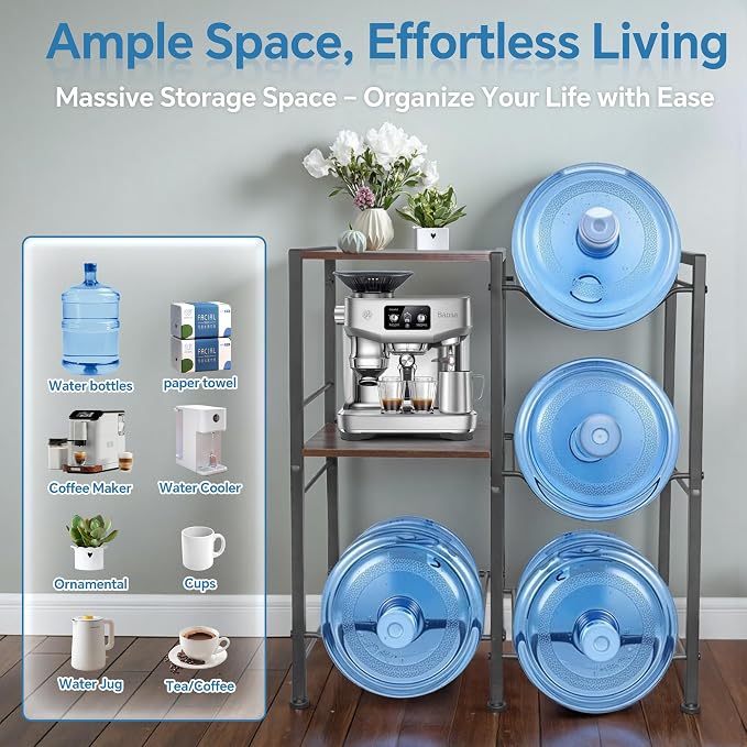 3-Tier 5 Gallon Water Bottle Holder, Heavy Duty Water Jug Rack - Image 2