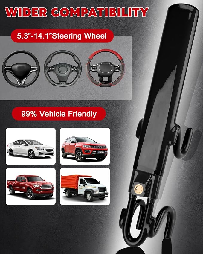 Tevlaphee Steering Wheel Lock Anti-Theft Car Device Heavy Duty Security Car - Image 4