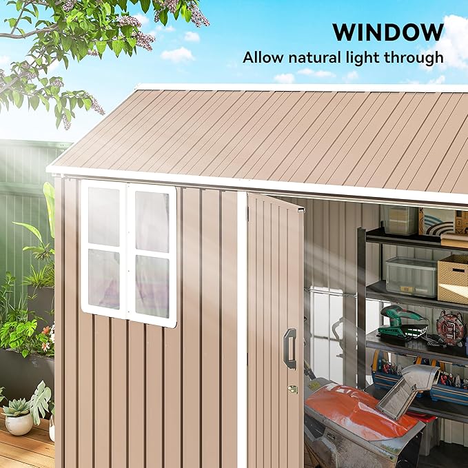 Outsunny 8' x 6' Outdoor Storage Shed, Metal Garden Shed - Image 4