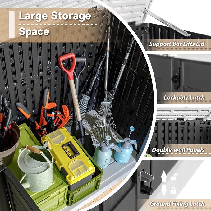 Devoko Resin Outdoor Storage Shed, 34 Cu Ft Outdoor Storage Cabinet Without - Image 2