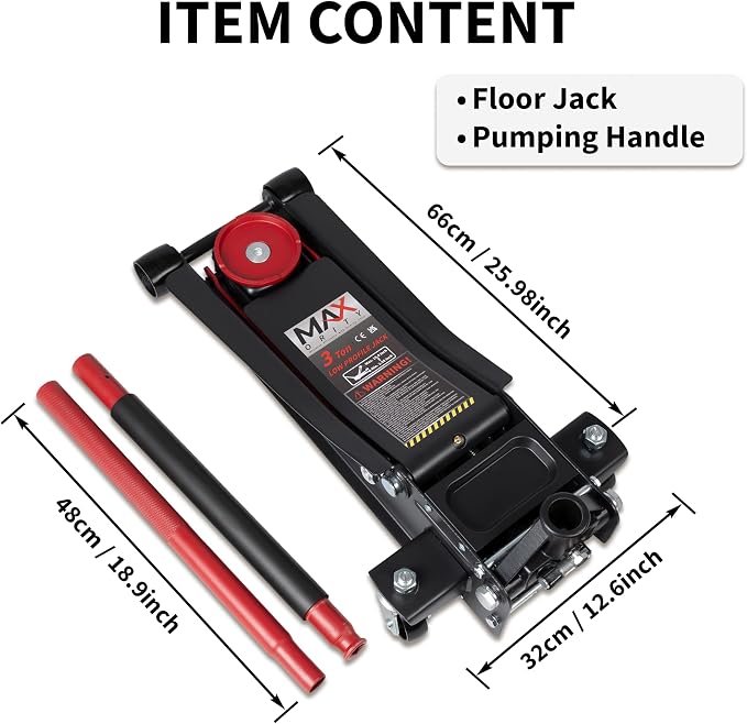 3-Ton Low Profile Hydraulic Heavy-Duty Steel Floor Jack - Image 3