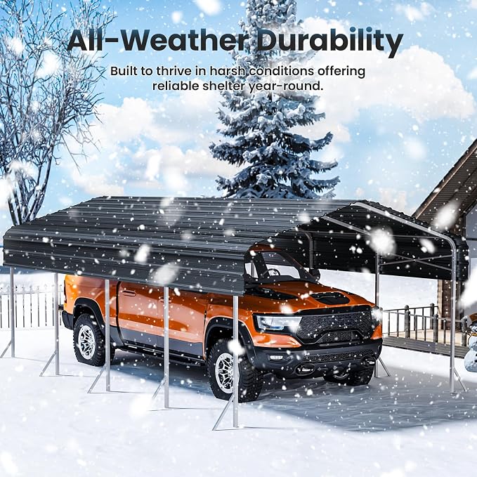 12x20' Heavy Duty Metal Carport – Sturdy Structure, All-Weather Protection - Image 6