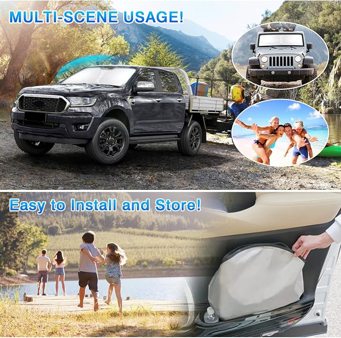 T TGBROS Windshield Sun Shade for Ford Mustang Mach-E 2021-2025 2026 Front - Image 5