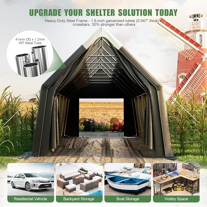 Skyview Portable Garage, 13x24 FT Heavy Duty Carport Canopy - Image 3