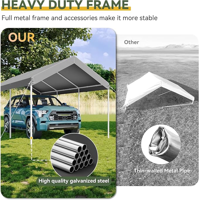 Aoxun 10x20 ft Heavy Duty Carport - Image 4