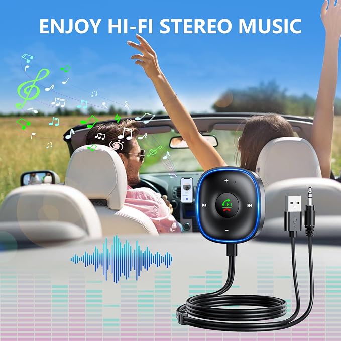 Bluetooth 5.3 Aux Car Adapter, SONRU Bluetooth Receiver - Image 7