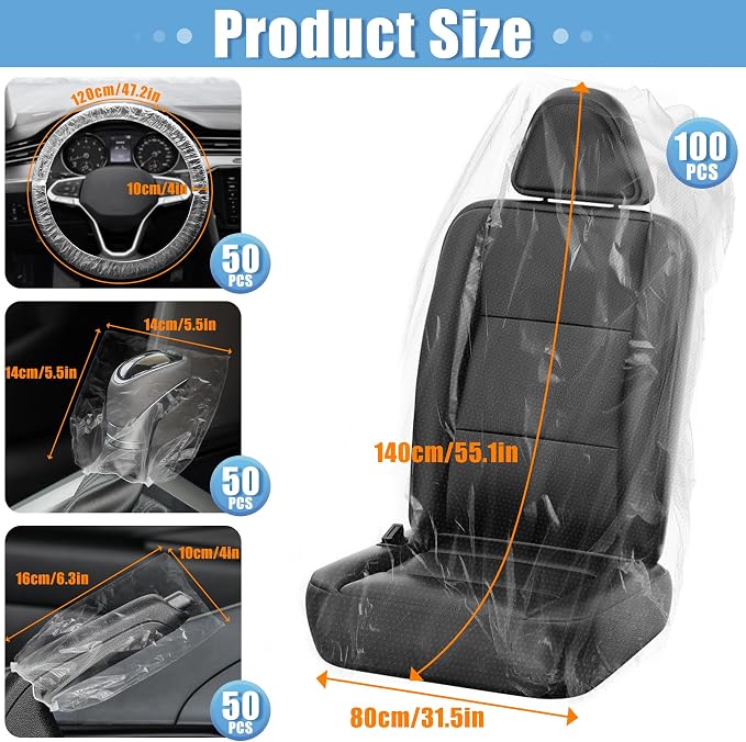 MYFAMIREA 250 PCS Disposable Car Seat Covers Clear Plastic Vehicle Seat - Image 2
