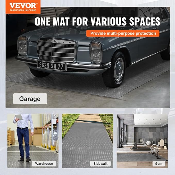 VEVOR Garage Floor Mat, 9.2 x 4.9 FT PVC Garage Flooring Roll, Non-Slip Diamond - Image 2