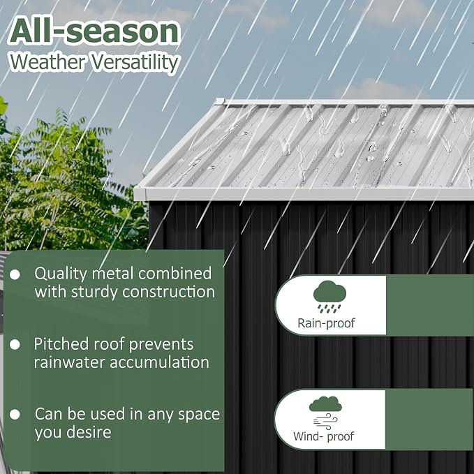 WKM 12x14 FT Outdoor Storage Shed, Utility Metal Tool Storage - Image 7