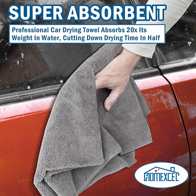HOMEXCEL Professional Large Microfiber Car Drying Towels 2 Pack, Lint Free - Image 4