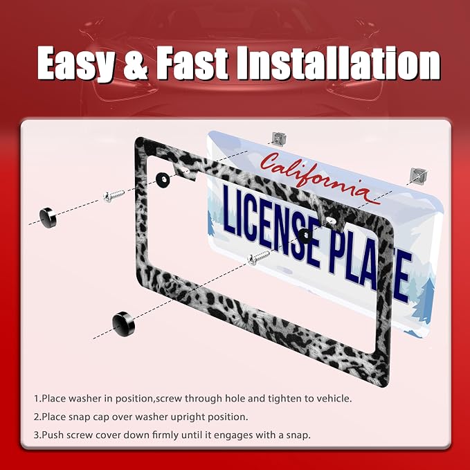 Beautiful Leopard Print License Plate Frame Cheetah Print Texture License Plate - Image 3