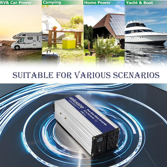 800W Pure Sine Wave Inverter-12V DC to 110V 120V AC Power Converter - Image 6