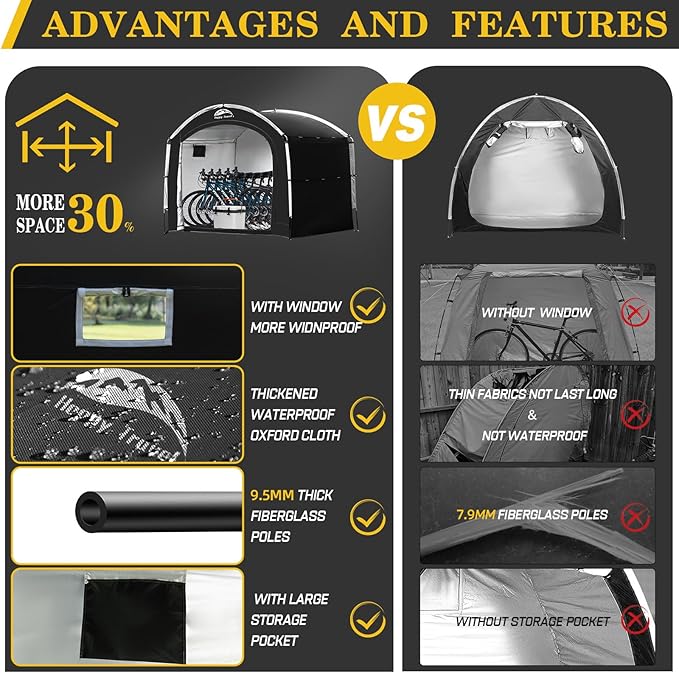 Happy Travel Bike Storage Shed Tent, Outdoor Portable Bicycle Storage Sheds - Image 2