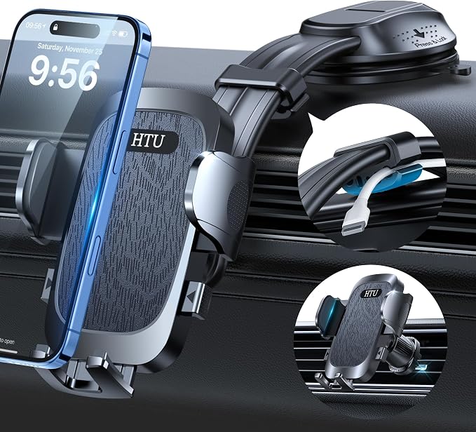 HTU Upgraded Strongest Suction Car Phone Holder Bendable Arm, Never Block View - Image 9