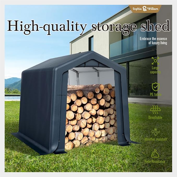 Sophia & William Outdoor Storage Shed Carport 6x10 ft Heavy Duty, Portable - Image 3