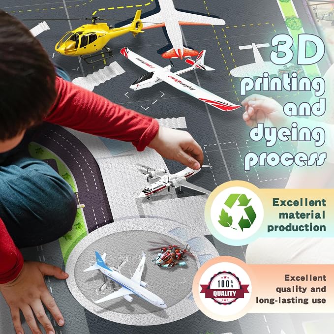 Play Rug for Playroom 3x4 Airport Carpet for Boys Bedroom - Image 4