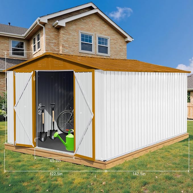 10 x 12 FT Outdoor Storage Shed, Metal Garden Tool Shed - Image 7