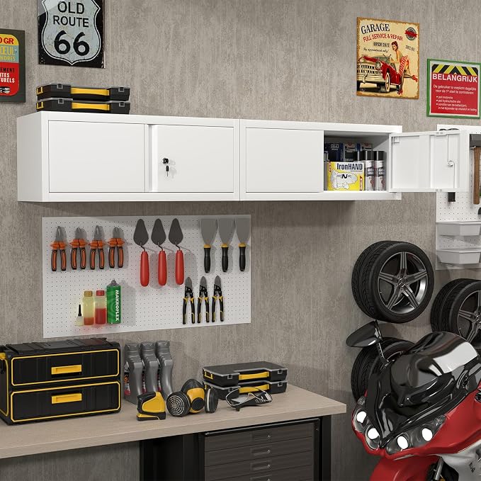 LUCYPAL Metal Storage Cabinet, Garage Wall Mounted Storage Cabinet - Image 7