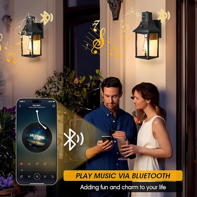 2PACK Bluetooth Speaker Outdoor Wall Lights - Image 3