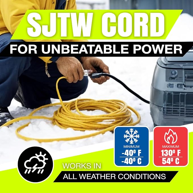 6ft Outdoor/Indoor Extension Cord 16/3 Gauge Heavy Duty 3 Prong SJTW, Waterproof - Image 8