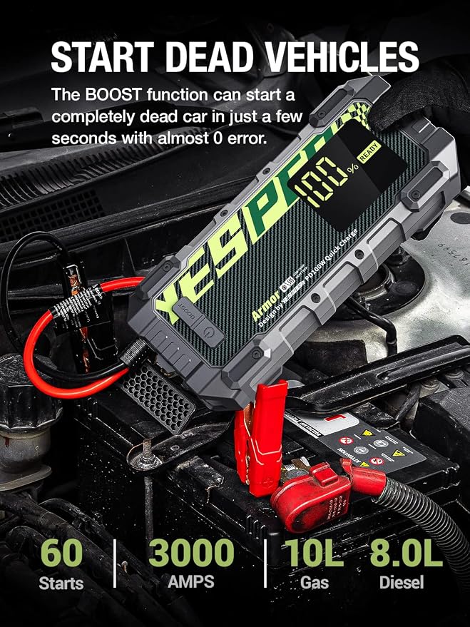 YESPER Car Jump Starter, 3000A Peak Portable Jump Starter - Image 3