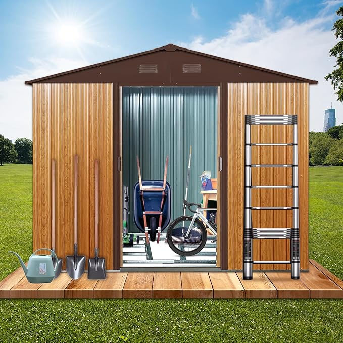 8x6 FT Outdoor Storage Shed, Metal Shed - Image 2