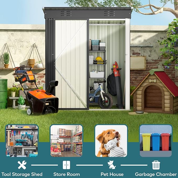 Gizoon 5 'x 3'Outdoor Storage Shed - Image 5