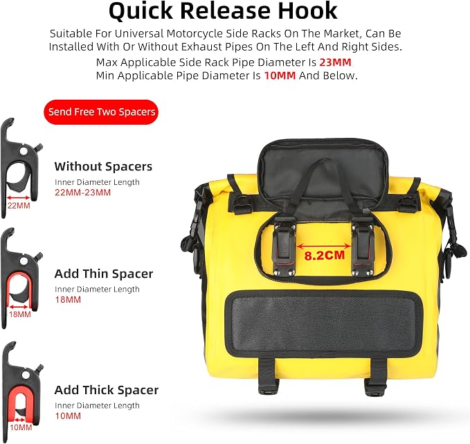 Rhinowalk Motorcycle Saddlebags, Waterproof Quick Release 15L Single Side - Image 4