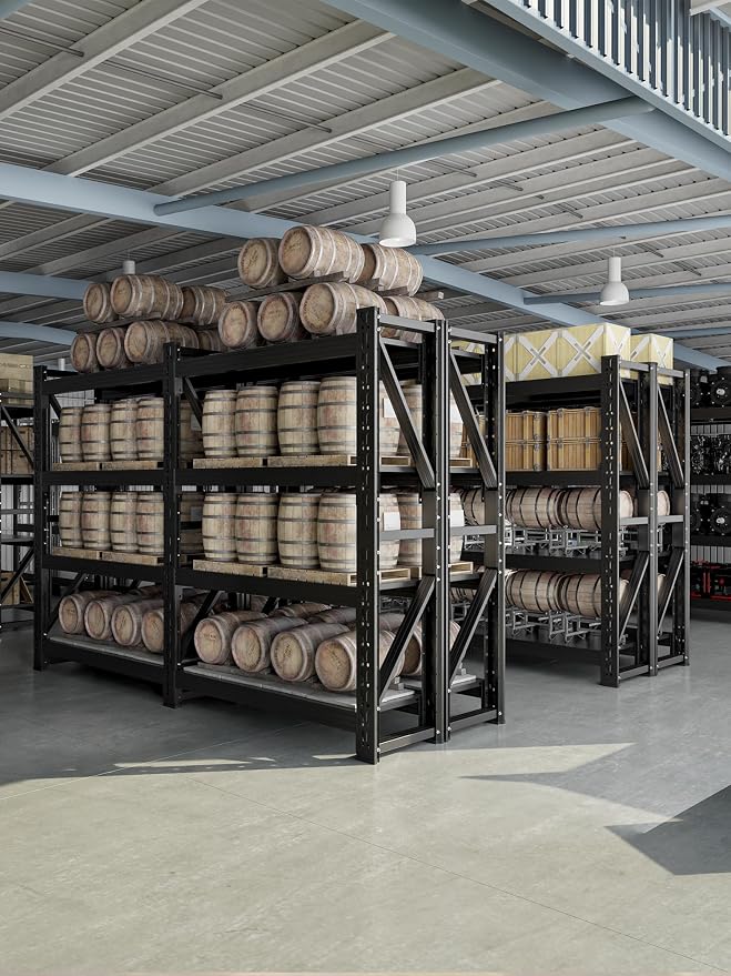 4-Tier Storage Shelves, Adjustable Industrial Metal Shelf System, 400lbs - Image 8