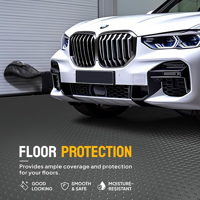 TUFFIOM 7.5 x 20 FT Garage Floor Mat, Thickened Diamond Plate PVC Garage Mats - Image 2