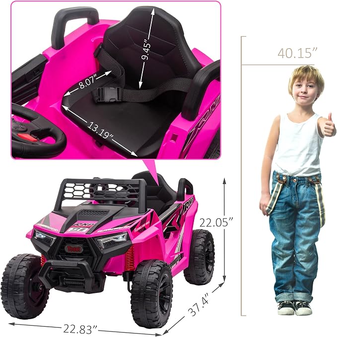 TOBBI 12V Kids Ride on Car, Electric Off-Road UTV Truck - Image 7