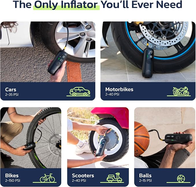 Woowind Tire Inflator Portable Air Compressor, Electric Bike Tire Pump - Image 5