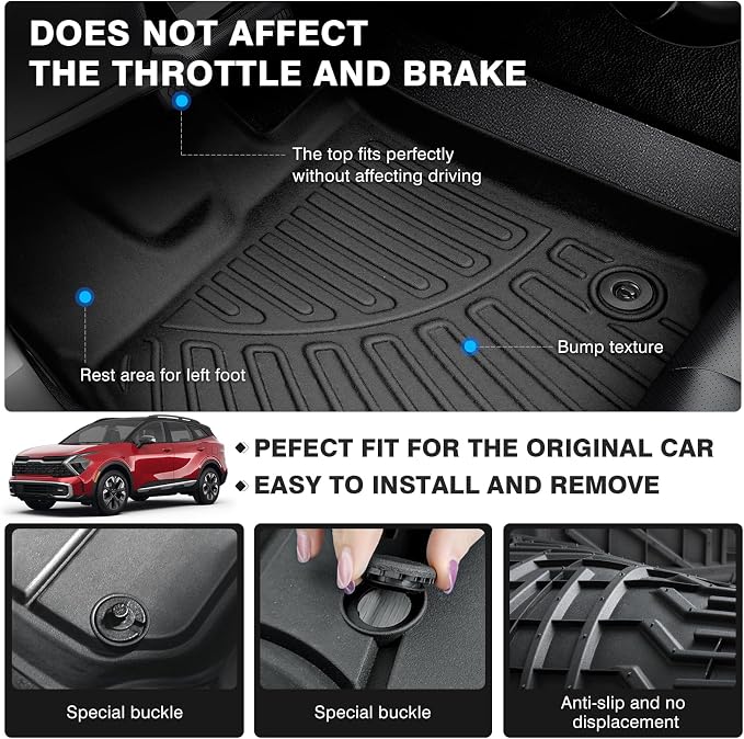 Powerty Floor Mats for 2023-2025 Kia Sportage Plug in Hybrid Accessories All - Image 4