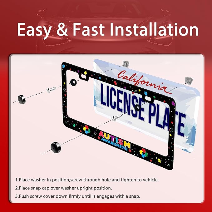 Autism Awareness License Plate Frame License Plate Stainless Steel Parts - Image 3