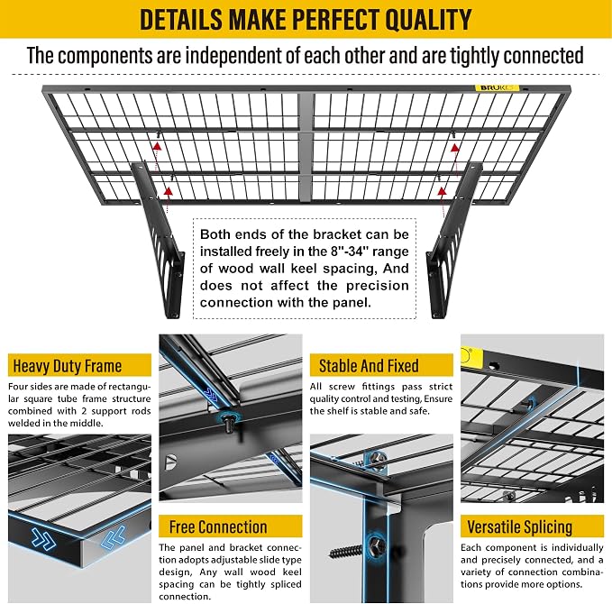 2x3ft Adjustable Rail Wall Garage Storage Shelf, Tool Room, Supermarket Wall - Image 6