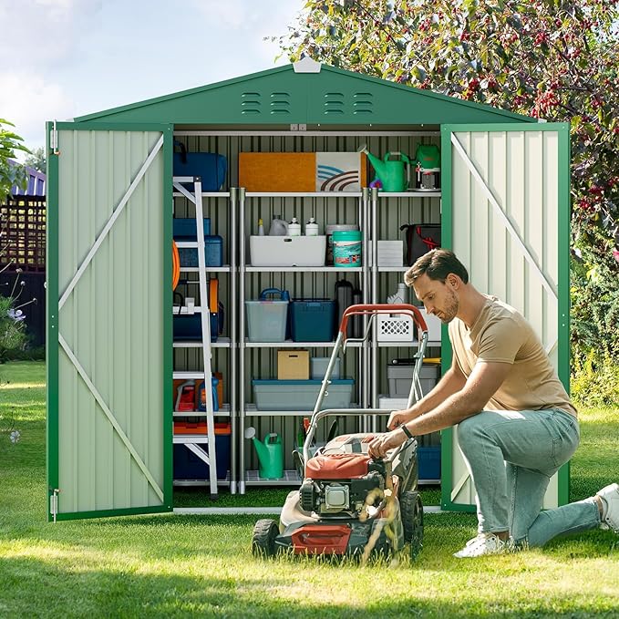 Gizoon Outdoor Storage Shed 6 x 4 FT, Galvanized Metal Garden Shed - Image 3