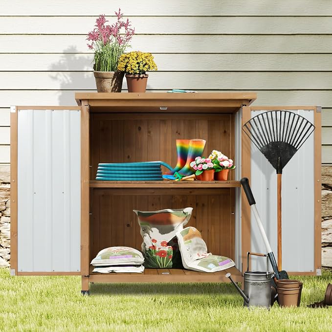 Wood & Metal Outdoor Storage Cabinet - Image 9