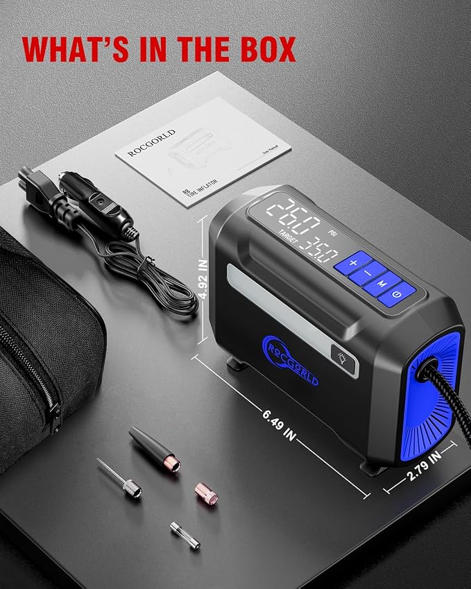 R8 Tire Inflator Portable Air Compressor, DC 12V Air Compressor Portable - Image 6
