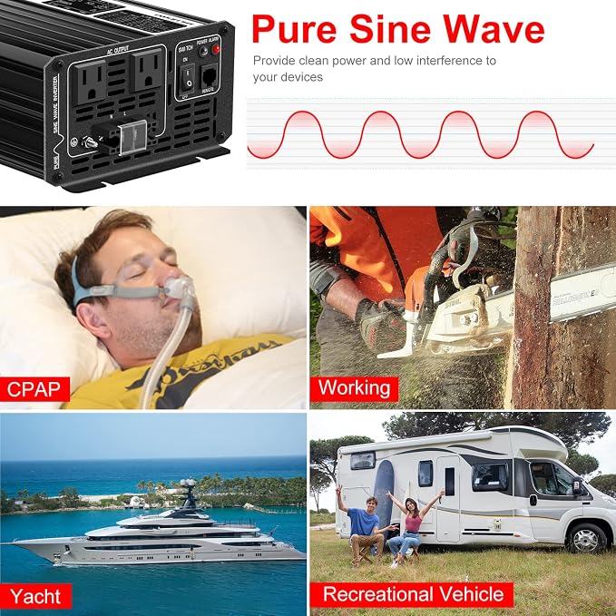 Xijia 1500W Pure Sine Wave Inverter DC 36v to 120v Inverter 60HZ Solar Converter - Image 8