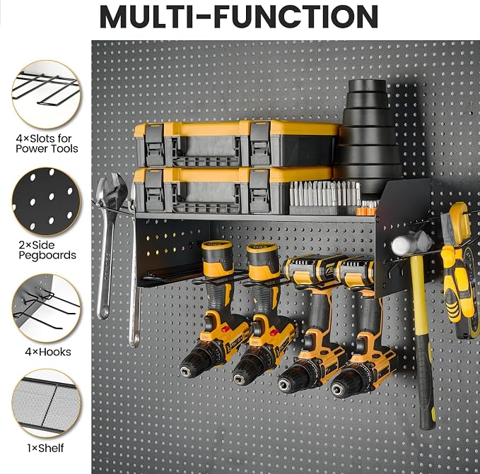 TRZZ Power Tool Organizer Wall Mount, 2-Tier Cordless Drill Rack - Image 2