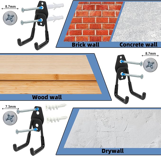 Wall Mount Heavy Duty Garage Hooks – Wall Mounted Storage Hooks - Image 4