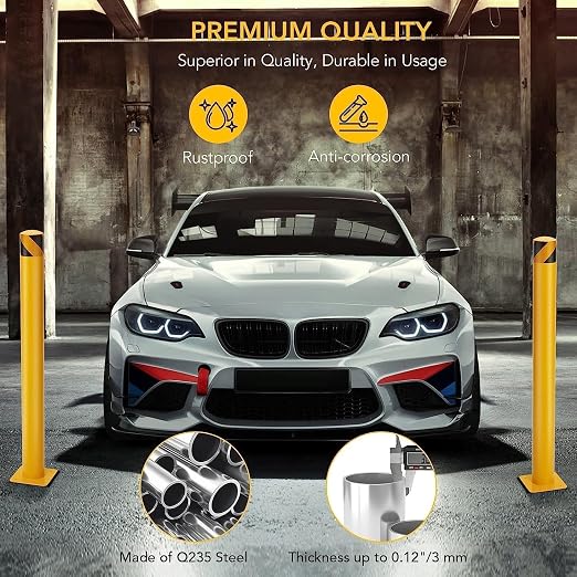 Safety Bollard 6 Packs, 36 Inch High Heavy-Duty Yellow Safety Bollard Steel - Image 5