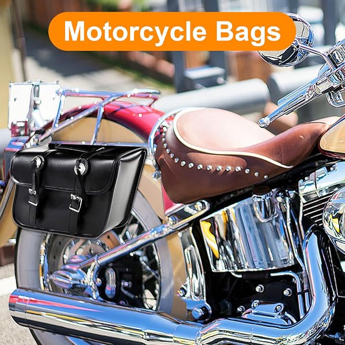 GARGOYLE BELLS Motorcycle Saddle Bags Leather Motorcycle Luggage Bag - Image 7