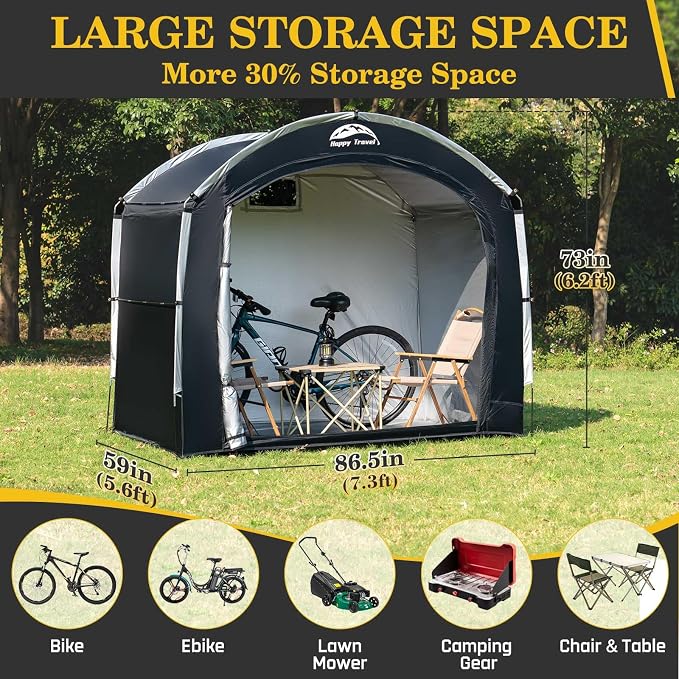 Happy Travel Bike Storage Shed Tent, Outdoor Portable Bicycle Storage Sheds - Image 3