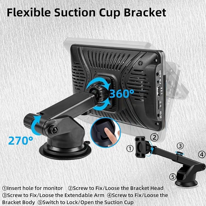 Carplay Mount, 360° Flexible Windshield Dashboard Suction Cup Bracket - Image 8