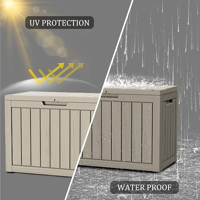 45 Gallon Lockable Resin Deck Box, Waterproof & UV-Resistant Outdoor Storage Box - Image 7