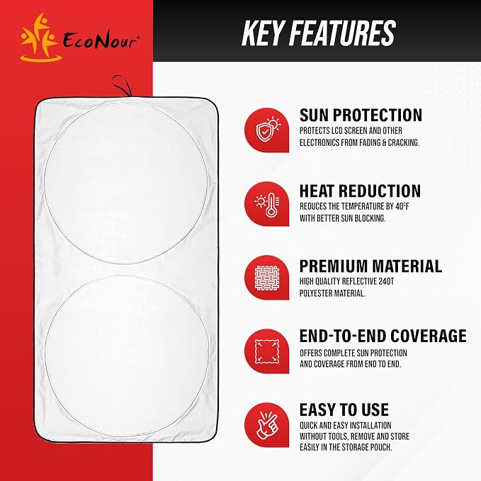 EcoNour Windshield Sun Shade for Tesla Model 3/Y Cars | Foldable Sun Shield | - Image 3