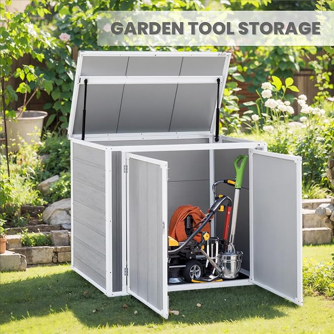 Horizontal Storage Shed 41 Cu.Ft, Lockable Outdoor Resin Cabinet - Image 2