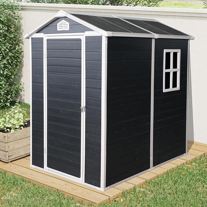 4x6 FT Outdoor Storage Shed, Resin Garden Shed by BNSPLY